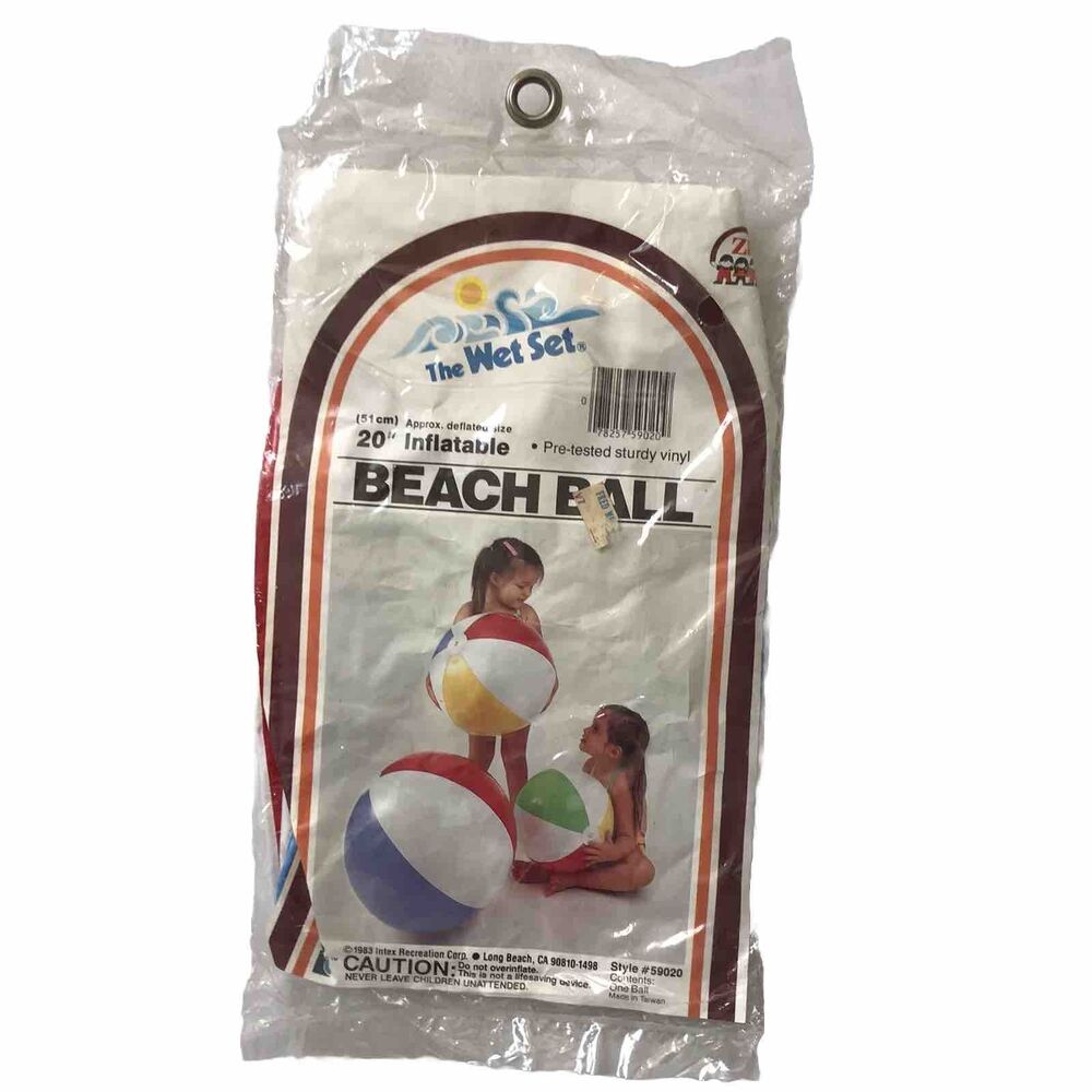 Vintage 1983 Intex The Wet Set 20” Inflatable Beach Ball #59020 Sealed Vinyl NEW